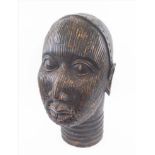 LARGE IFE BRONZE FEMALE HEAD, Yoruba people, West Africa, 53cm H overall.