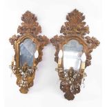 GIRANDOLE MIRRORS, a pair, giltwood of Italianate inspiration, each 43cm x 78cm H max.