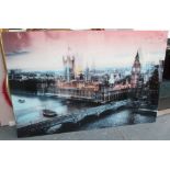 21ST CENTURY PHOTOGRAPH OF THE HOUSES OF PARLIAMENT/WESTMINSTER BRIDGE, on acrylic, 150cm x 100cm.