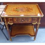 HALL TABLE, Louis XV style with drawer and shelf below with brass mounts, 66cm x 47cm x 77cm H.