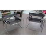 WASSILY CHAIRS, a pair, after Marcel Breuer, black leather, 90cm x 65cm x 73cm.