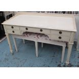 DRESSING TABLE, Nordic style, in cream with five drawers below on square castor supports,