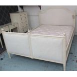DOUBLE BED, 5ft, Nordic style, in cream with Vispring mattress,