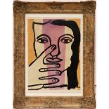 FERNAND LEGER 'Visage', pochoir, 1949, 32cm x 23cm, framed and glazed.