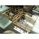 MIRRORED TRAYS, a pair, with faux bamboo gilded metal galleries, 25cm x 35cm H.