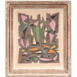 GUSTAVE SINGIER 'Abstract in colours', handsigned lithograph, 1957, 45cm x 37cm, framed and glazed.