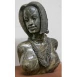 SHONA SCULPTURE, bust of an African lady, 38cm H x 27cm.