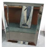 MIRROR, bevelled, in a smoky glass with mirrored edges, 90cm x 70cm.