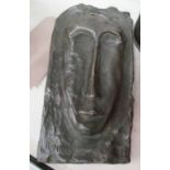 BRONZE WALL PLAQUE OF A FACE, 25cm x 14cm.