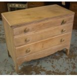 CHEST, early 20th century, limed oak, with three long drawers, 93cm x 46cm x 74cm H.