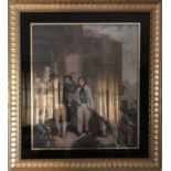 A PAIR OF COLOUR STIPPLE ENGRAVINGS, 60cm x 50cm each, framed and glazed.