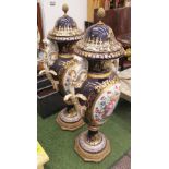 VASES, a pair, Empire style, lidded with metal finials, 118cm H.