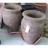 PLANTERS, a pair, vase shaped in volcanic atlantic finish, 52cm diam x 83cm H.