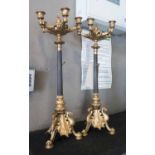 EMPIRE STYLE CANDELABRA, a pair, gilt and patinated metal, 62cm H.