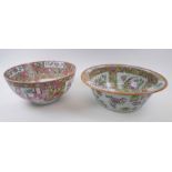 CHINESE FAMILLE ROSE BOWL, decorated floral sprays, 40cm diam x 13cm H (with faults); and another,