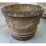 PLANTER, reconstituted stone with decorative swag detailing, 57cm W x 45cm D.