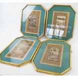 SET OF FOUR MUGHAL MINIATURES, portraying courtly scenes, each 26.