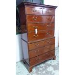 CHEST ON CHEST, George III, mahogany, with dentil cornice,