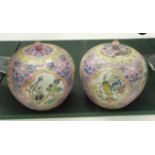 GINGER JARS, a pair, Chinese famille rose style, 20cm H.