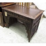 COLONIAL HARDWOOD DESK, circa 1900 with inset leather top, fitted two drawers,