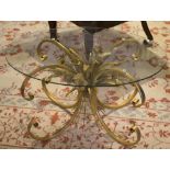 OCCASIONAL TABLE, oval glazed with gilt metal foliate wheatsheaf and poppy support,