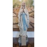 VINTAGE STATUETTE OF OUR LADY OF LOURDES, early 20th century polychrome hand painted plaster,
