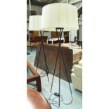 SANTA AND COLE G5 TRIPODE FLOOR LAMPS, a pair, on tripod supports with white shades, 168cm H.