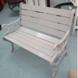 GARDEN BENCH, cast iron ends with wooden slats, in a grey painted finish, 100cm L.