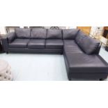 ITALSOFA CORNER SOFA, in ink blue faux leather on square supports, 315cm x 219cm.