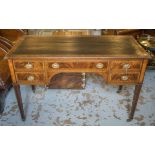 SHOOLBRED WRITING TABLE, late 19th century mahogany and satinwood,