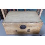 VINTAGE CHINESE VELLUM TRUNK, 20th Century, clad in vellum with calligraphy stamps and,