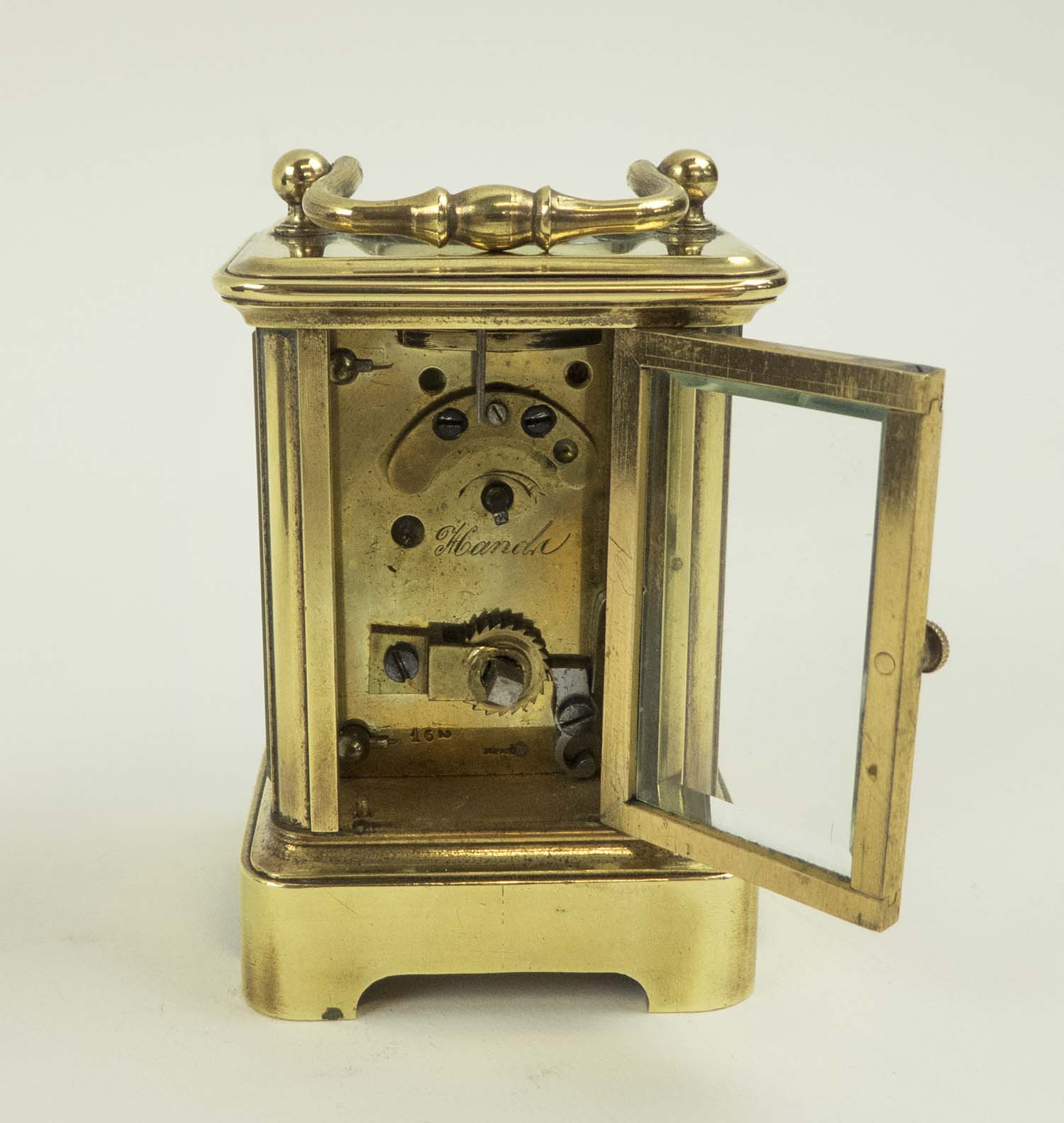 MINIATURE HOWELL JAMES & CO. CARRIAGE CLOCK, with brass case, French movement, 4.5cm W x 4cm D x 6. - Image 3 of 9