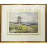 HENRY JOHN SYLVESTER STANNARD 'Landscape with windmill', watercolour, signed lower left,