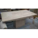 DINING TABLE, Italian, rectangular travertine marble, on plinth base, 73cm H x 170cm W x 100 x D.