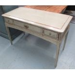 SIDE TABLE, with three drawers in French grey distressed effect painted finish,