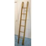 LIBRARY STEP LADDER, Georgian style leather bound and brass studded of folding design,