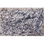 HENRY HADDOCK AFTER JACKSON POLLOCK, mixed media on canvas, 127cm x 200cm, unmounted.