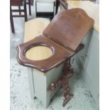 LOO SEAT, mahogany with cast iron brackets, 67cm x 54cm.