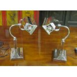 DESK LAMPS, a pair, silver plated, 39cm H.