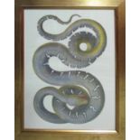 SNAKE PRINTS, a set of four, 55cm x 38cm each, framed and glazed.