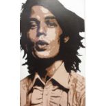 ROY SUTTON 'MICK JAGGER', 2014, acrylic on canvas, signed and dated verso, 150cm x 100cm, unframed.