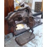 AFTER FREDERICK REMINGTON, 'Horse and rider' bronze, approx 106cm H.