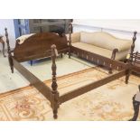 SIMON HORN BED FRAME, with turned columns, Federal style, 210cm W x 121cm H x 224cm L.