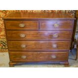 CHEST, George III mahogany, satinwood banded and line inlaid of two short and three long drawers,