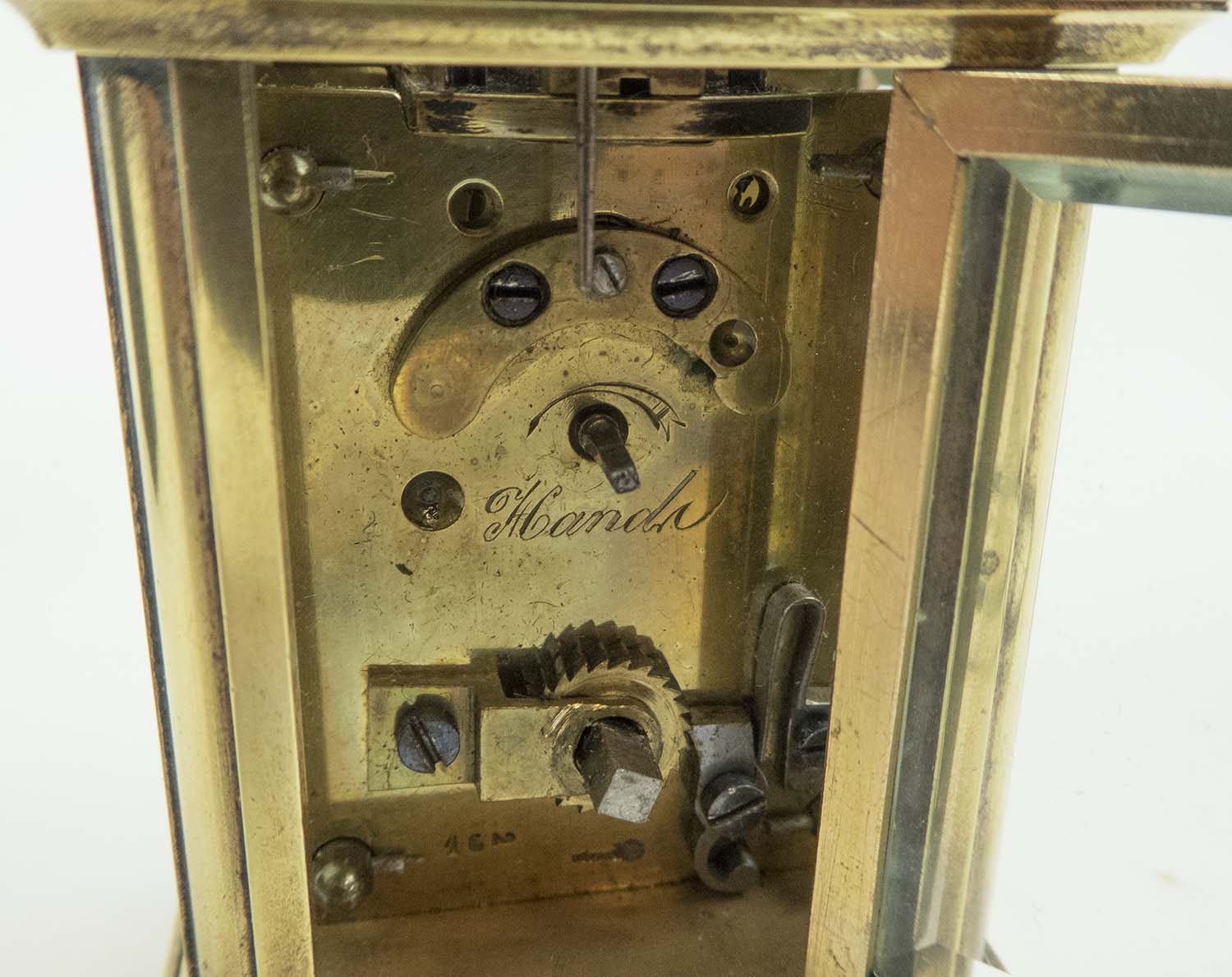 MINIATURE HOWELL JAMES & CO. CARRIAGE CLOCK, with brass case, French movement, 4.5cm W x 4cm D x 6. - Image 4 of 9