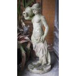 GARDEN STATUARY, composite stone, girl with amphora, 109cm H x 53cm.