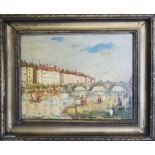 FRENCH SCHOOL 'Cityscape', oil on canvas, 21cm x 26cm, framed.