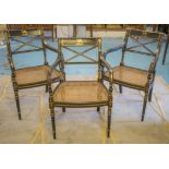 'CAMEL' ARMCHAIRS, a set of three,