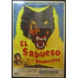 THE HOUND OF THE BASKERVILLES, Argentinian film poster, with printer's stamp lower right,