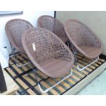 CONSERVATORY/GARDEN EASY CHAIRS, a set of four, in synthetic weave on chromed metal folding frames,